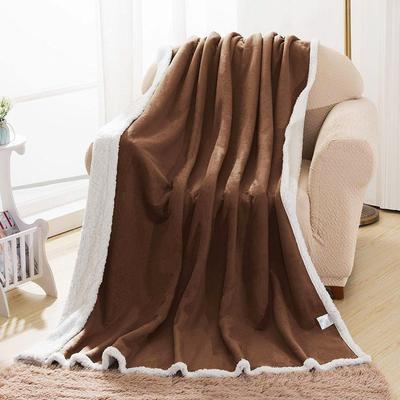 SUBRTEX 100% COTTON PURE COLOR SHERPA THROW BLANKET