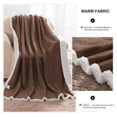 SUBRTEX 100% COTTON PURE COLOR SHERPA THROW BLANKET