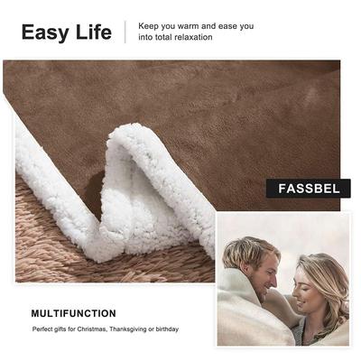 SUBRTEX 100% COTTON PURE COLOR SHERPA THROW BLANKET
