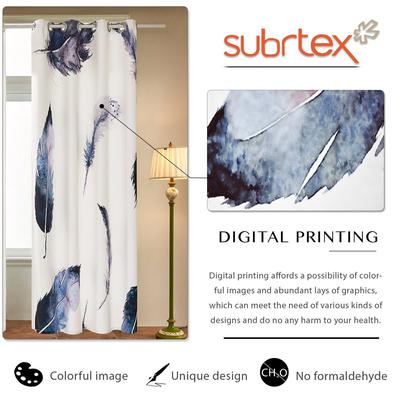 SUBRTEX 2 PANEL SET FEATHER DIGITAL PRINTED CURTAIN FOR WINDOW