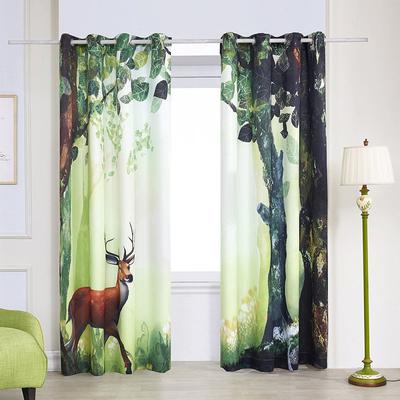 SUBRTEX 2 PANEL SET SIKA DEER IN THE FOREST DIGITAL PRINTED CURTAIN FOR WINDOW