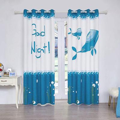SUBRTEX 2 PANEL SET DOLPHINS AND GOOD NIGHT DIGITAL PRINTED CURTAIN FOR WINDOW | FINAL SALE