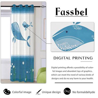 SUBRTEX 2 PANEL SET DOLPHINS AND GOOD NIGHT DIGITAL PRINTED CURTAIN FOR WINDOW | FINAL SALE