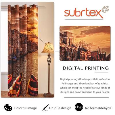 SUBRTEX 2 PANEL BOAT SET DIGITAL PRINTED CURTAIN FOR WINDOW | FINAL SALE