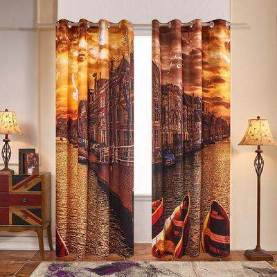 SUBRTEX 2 PANEL BOAT SET DIGITAL PRINTED CURTAIN FOR WINDOW | FINAL SALE