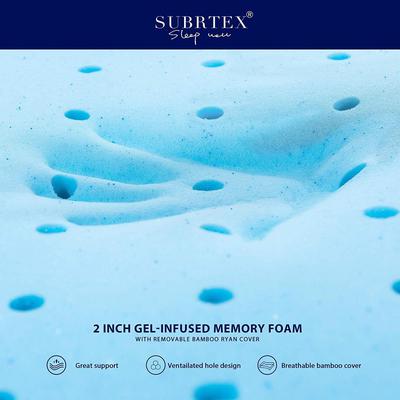 SUBRTEX 2/3/4-INCH GEL MEMORY FOAM MATTRESS TOPPER