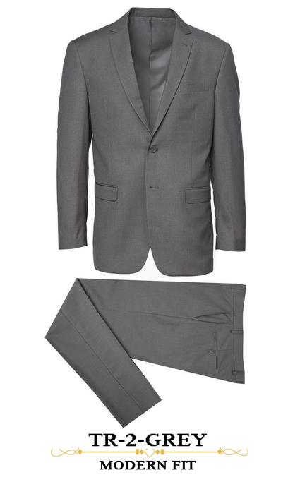 Gianni Uomo Modern Fit Poly-Rayon Suit, SB-2 Flat Front, Side Vents, Notch Lapel,