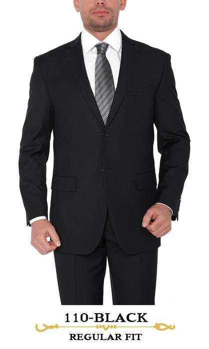 Poly-Rayon Suit, SB-2 F/F, Side Vents, Notch Lapel, Regular Fit Solids