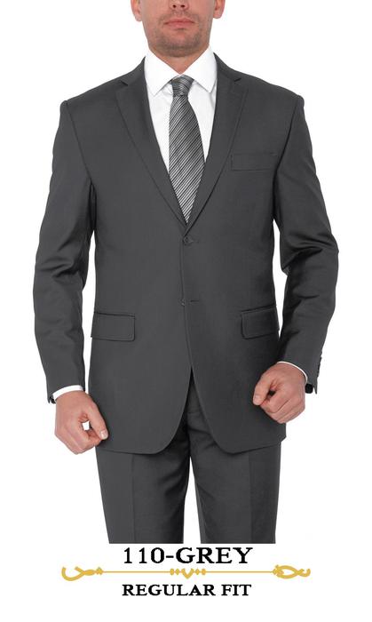 Poly-Rayon Suit, SB-2 F/F, Side Vents, Notch Lapel, Regular Fit Solids