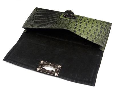 Gray Crocodile Clutch