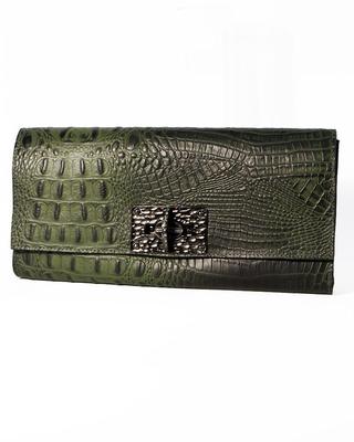 Gray Crocodile Clutch