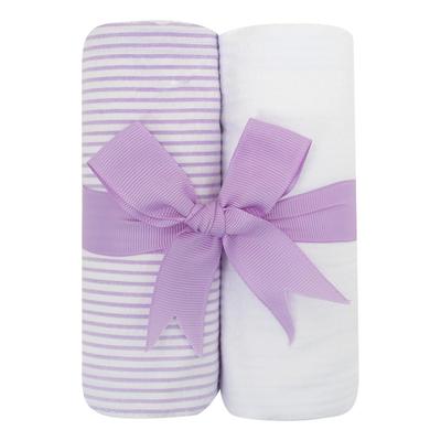 SEERSUCKER STRIPE SET OF TWO FABRIC BURPS