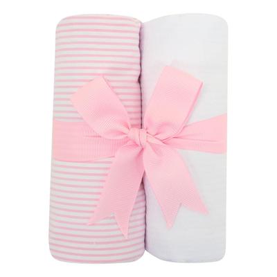 SEERSUCKER STRIPE SET OF TWO FABRIC BURPS