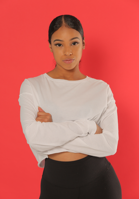 WOMEN'S WHITE CROPPED LONG SLEEVE TEE