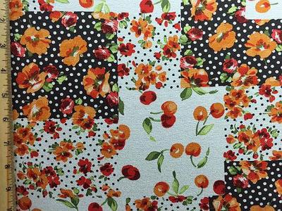 RVK-3079W PEACHES-AND-FLOWERS PRINT VISCOSE KNIT. ITALY