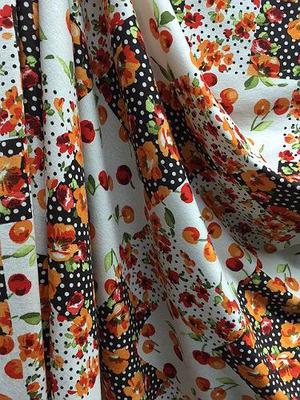 RVK-3079W PEACHES-AND-FLOWERS PRINT VISCOSE KNIT. ITALY