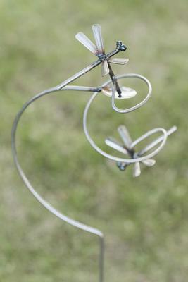 Dragonfly Silverware Twirl Garden Stake