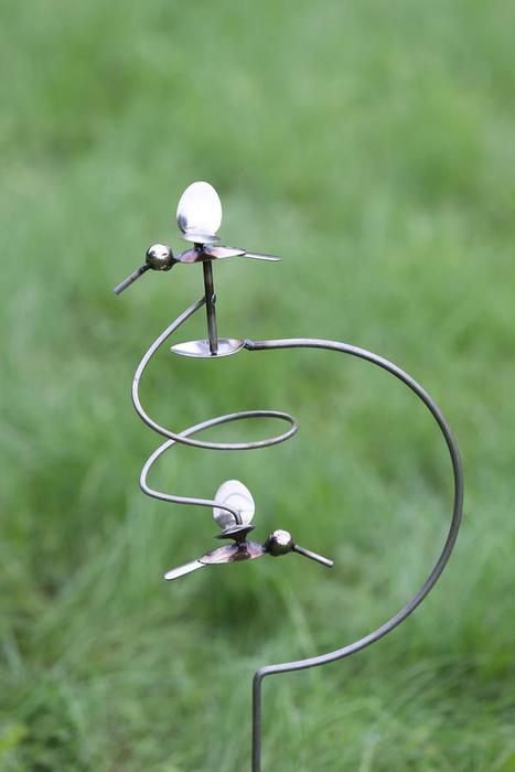 Hummingbird Silverware Twirl Garden Stake