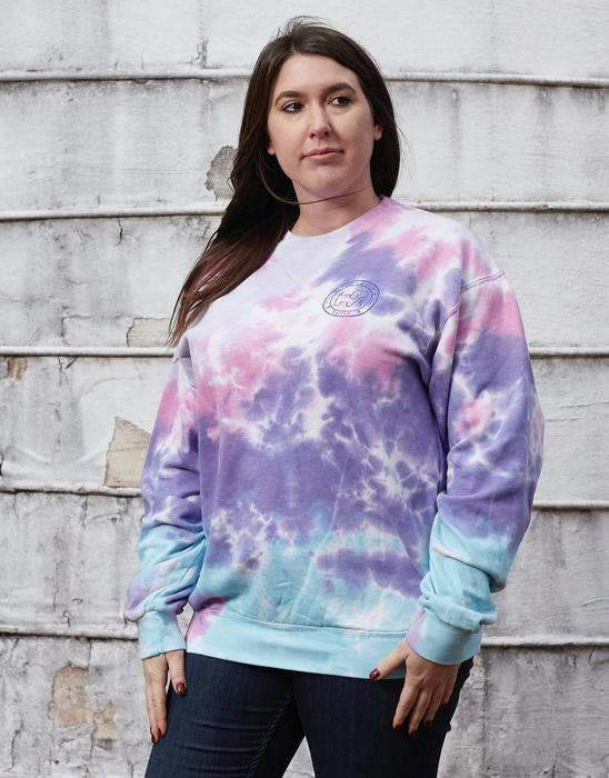 COTTON CANDY TIE DYE PUP, ADULT CREWNECK