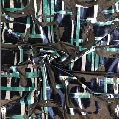 Green Silver SYF Multi Floral Burnout Velvet