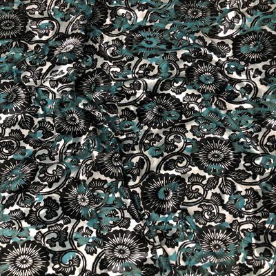 Green Silver SYF Multi Floral Burnout Velvet