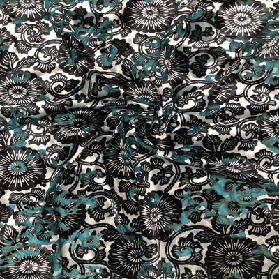 Green Silver SYF Multi Floral Burnout Velvet