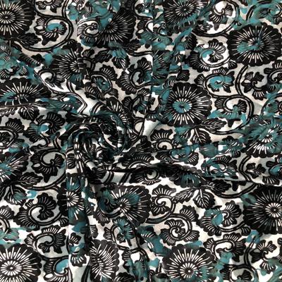 Green Silver SYF Multi Floral Burnout Velvet