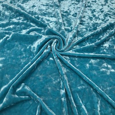 Turquoise Aqua Crushed Stretch Velvet Solid