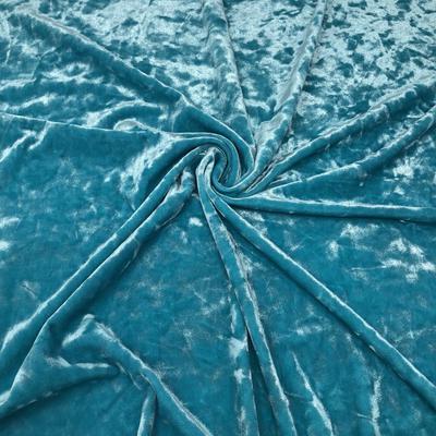 Turquoise Aqua Crushed Stretch Velvet Solid