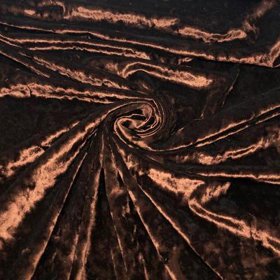Deep Brown Crushed Stretch Velvet Solid