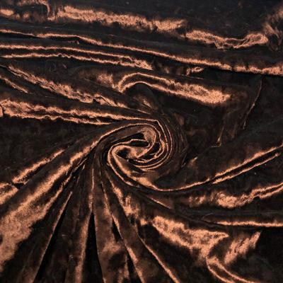 Deep Brown Crushed Stretch Velvet Solid