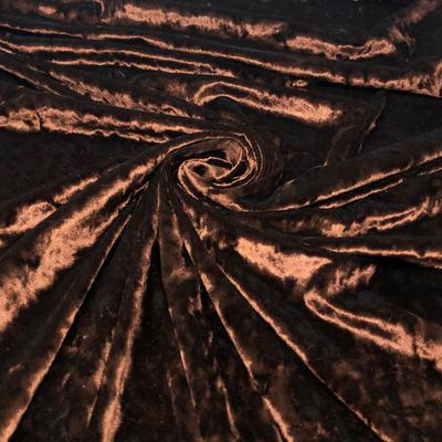 Deep Brown Crushed Stretch Velvet Solid