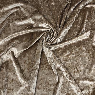 Champagne Nude Crushed Stretch Velvet Solid