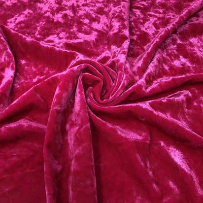 Fuchsia Hot Pink Crushed Stretch Velvet Solid