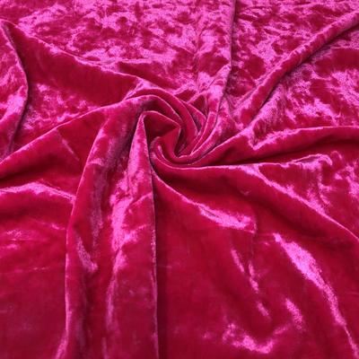 Fuchsia Hot Pink Crushed Stretch Velvet Solid