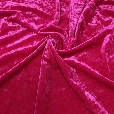 Fuchsia Hot Pink Crushed Stretch Velvet Solid