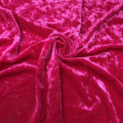 Fuchsia Hot Pink Crushed Stretch Velvet Solid