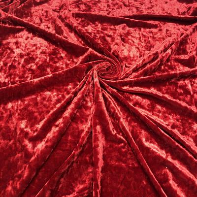 Red Crimson Crushed Stretch Velvet Solid