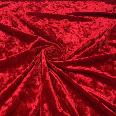 Red Crimson Crushed Stretch Velvet Solid