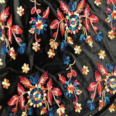 Embroidered Velvet Design #2 Black Ground