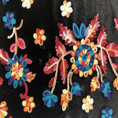 Embroidered Velvet Design #2 Black Ground