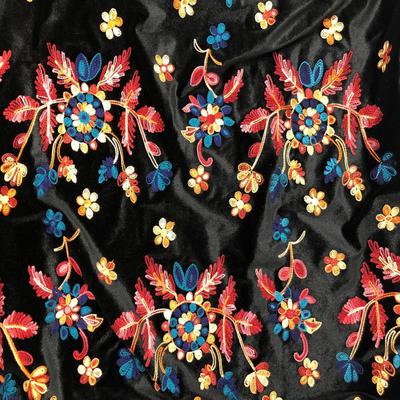 Embroidered Velvet Design #2 Black Ground