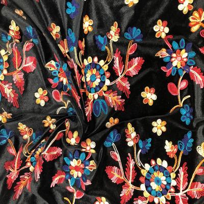 Embroidered Velvet Design #2 Black Ground