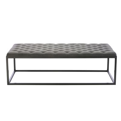 Sidney Tufted Grey Canvas Ottoman