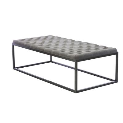 Sidney Tufted Grey Canvas Ottoman