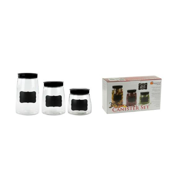 3 PC CHALK CANISTER SET BELLY SHAPE