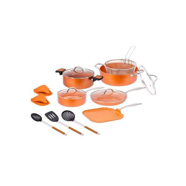 ALUMINUM NON-STICK COPPER 15PC COOKWARE SET