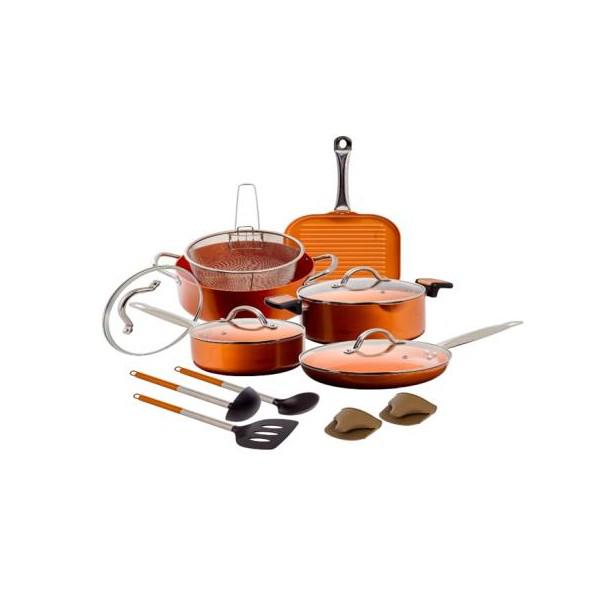 ALUMINUM NON-STICK COPPER 15PC COOKWARE SET