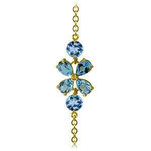 3.15 Carat 14K Solid Yellow Gold Bracelet Natural Blue Topaz