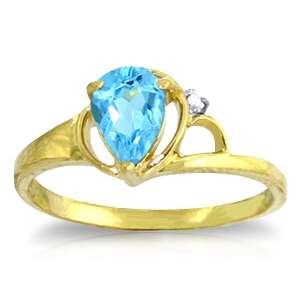 0.66 Carat 14K Solid Yellow Gold Unwritten Novel Blue Topaz Diamond